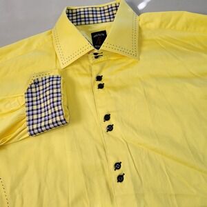 Absolute Rebellion 3XL Yellow Flip Cuff Long‎ Sleeve Double Button Down Shirt